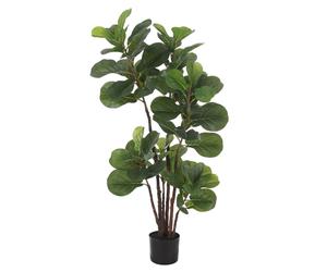 London Boutique 120cm Artificial Fiddle Leaf Fig Tree 4FT Faux Ficus Lyrata 72 Leaves in Green London Boutique Green