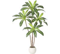 London Boutique 150 Cm Artificial Dracaena Tree, Faux Yucca Floor Plant, White Tall Planter, Artificial Plants Indoor