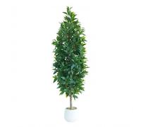 London Boutique 150Cm Artificial Bay Tree With White Pot, Faux Bay Laurel Topiary, Adjustable Silk Leaves, Indoor Outdoor Decor