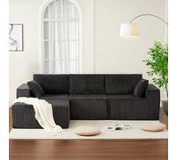 London Boutique 274 Cm Modular Sectional Sofa, 4 Piece L Shaped Corner Sofa, Movable Ottoman, Memory Foam Seats, Grey