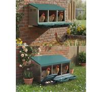 London Boutique 3-Hole Roll Away Egg Collection Chicken Nesting Box,galvanized Steel Nest Box For Laying Eggs,handle Perch,green