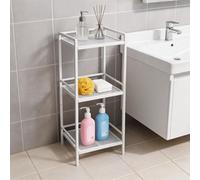 London Boutique 3 Tier Freestanding Metal Ladder Shelf, Rustic Space Saving Storage Unit White, Multi Room Organiser For Bathroom