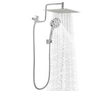 London Boutique 30Cm Rainfall Shower Head Set, Handheld Shower Head With 10 Spray Modes, Adjustable Arm,chrome Bathroom Shower Kit