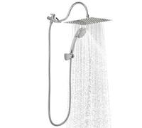 London Boutique 30Cm Rainfall Shower Head Set, Handheld Shower Head With 10 Spray Modes, Adjustable Arm,chrome Bathroom Shower Kit