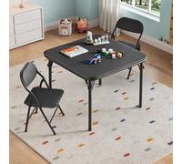 London Boutique 3PCS Kids Folding Table & Chair Set Dining Table &2 Upholstered Chairs in Black London Boutique Black