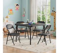 London Boutique 5PCS Kids Folding Table & Chair Set Dining Table &4 Upholstered Chairs in Black London Boutique Black