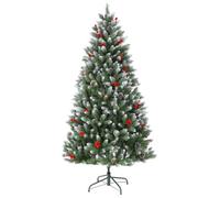 London Boutique 6Ft Artificial Christmas Tree Snowy Xmas Tree With Pine Cones & Berries Decor, 736 Tips