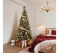 London Boutique 7.5Ft Artificial Christmas Tree Metal Stand Xmas Tree With 450 Lights