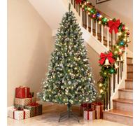 London Boutique 7.5Ft Artificial Christmas Tree, Snow Flocked Xmas Tree With Pine Cones & Bushy 1346 Tips