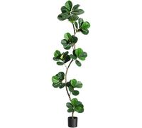 London Boutique 7Ft 210Cm Artificial Fiddle Leaf Fig Tree With White Pot & Moss