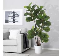 London Boutique Artificial Fiddle Leaf Fig Tree, 120 Cm Faux Ficus Lyrata Tree With 72 Leaves In Pot, Fake Green Plant For Decor