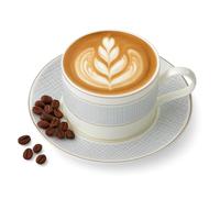 London Boutique Cappuccino Cup and Saucer Set,300ml, White Porcelain with Silver Banding, Classic Pattern Elegant Coffee or Espresso Cups (1)