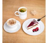 London Boutique Cappuccino Cup & Saucer Set, 300ml, White Porcelain with Silver Banding, Classic Pattern (1) | Size: 1000L London Boutique White 1000L