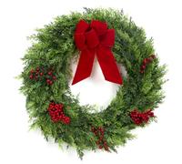 London Boutique Christmas Wreath Xmas Tree Ornaments With Red Bows (D)60Cm