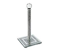 London Boutique Crystal Kitchen Roll Holders Free Standing Sparkle Crushed Diamond Filled Square base 11.8 Inches Height Gift Box