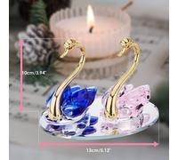 London Boutique Crystal Swan Couple Figurines, Crystal Glass Ornaments, Wedding, Blue & Pink | Size: 0.6m2 London Boutique Multicolor 0.6m2