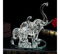 London Boutique Decorative Crystal Glass Animal Elephant Ornament Figurines Giftware Present Mother Child (Mother And Child)