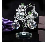 London Boutique Decorative Crystal Glass Apple Tree 6 Crystal Clear Multi Coloured Apples Giftware Present Blue Gift Box (Clear)