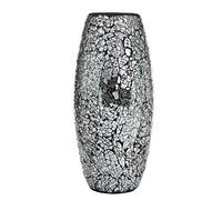 London Boutique Decorative Vase Mosaic Black Handmade Glitter Vase Sparkle Glass Gift Present (Black)
