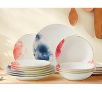 London Boutique Dinner Set for 4, Premium Quality Fine China Dinner Sets, Classic Design 12 Piece Dinner Set Tableware Comes w/ Dinner Plates Side London Boutique Multicolor 1000ml