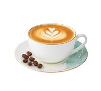 London Boutique Elegant Porcelain Large Tea Coffee Cup Saucer Set, 300ml, White with Turquoise Marble Design, Gold Banding, Set of 1(1) for Cappuccino Latte Mocha Americano