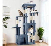 London Boutique Large Cat Tree, 155Cm Multi-Level Cat Tower, 2 Cat Condos, Sisal Scratching Posts, Top Perch, Light Blue