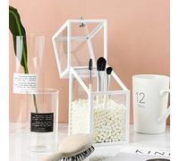 London Boutique Large Makeup Organiser Cosmetic Storage Makeup Brush Holder With Lid Dustproof Pearls (White)