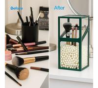 London Boutique Luxury Glass Makeup Brush Holder with Pearl Beads Green London Boutique Green 1000ml