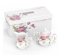 London Boutique Milk Jug Sugar Bowl Fine China Vintage Flora Gift Box 1300Ml (Milk Jug Sugar Bowl)