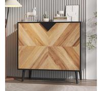 London Boutique Modern Sideboard Cabinet, 80X40Cm Freestanding Storage Cupboard With Doors And Shelf For Dining Room, Walnut