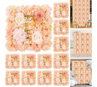 London Boutique Orange Artificial Flower Wall Panels, 12 Pack 38 X 38 Cm, 3D Silk Rose Backdrop, Wedding Party Photo Wall Decor