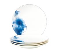 London Boutique Porcelain Dinner Plates Set of 4 - White & Blue Marble Effect with Gold Rim - Elegant Modern Dinner Set Plates for Dining, Pasta, Salad & Dessert - Luxury Tableware Gift Set