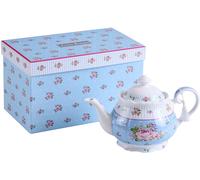 London Boutique Porcelain Teapot Sets Teapot Sugar Bowl & Cream Milk Jug Shabby Chic Vintage Floral in Gift box (Teapot Rose Blue) in Blue London Boutique Blue