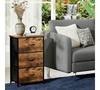 London Boutique Slim Bedside Table With 3 Drawers, Narrow Fabric Chest Bedroom, Slim Space Saving Nightstand For Tight Spaces
