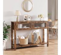 London Boutique Slim Console Table Entryway Sofa Table 2-Tier Hallway Table w/Drawers in Brown London Boutique Brown