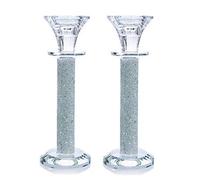 London Boutique Tea Light Dinner Candle Holder Set 2 Crystal Studs Filled Decorative Gift Present In Gift Box