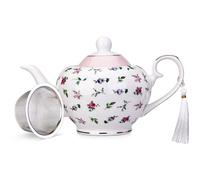 London Boutique Teapot with Infuser for Loose Tea 700ml Perfect 2 Cup teapot Easy Grab Handle in Baby Pink London Boutique Baby Pink 700ml