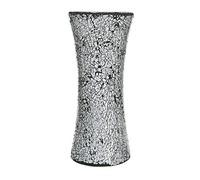 Vase Cylinder Handmade Mosaic Glitter Vase Decorative Sparkled Glass gift present (Cylinder Black)