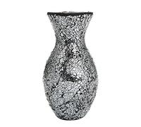 London Boutique Vases Mosaic Black Large small 12" or 16" Decorative Glitter Sparkle vase gift H28 (Small, Black Silver)