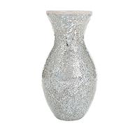 London Boutique Vases Mosaic Silver Large small Decorative Glitter Sparkle vase gift present H28 (Small, Silver White)