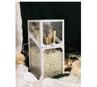 London Boutique Women's Luxury Glass Makeup Brush Holder with Pearl Beads White | Size: 1000ml