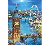 London Bridge 5D Diamond Art Kits for Adults Kids Painting by Number Crystal Kit Full Drill Round Rhinestone UK Big Ben Street Diamond Picture Arts Craft Gift for Mother's Day 11.8x15.8 inch