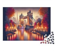 London Bridge Fall Colors 1000-Piece Puzzle for Adults, 70x50cm/1000pcs, Smooth White Pieces for Easy Handling; for Relaxed Evenings at The Table