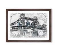 London Bridge in Abstract Framed Print | A2 Walnut Framed Wall Art | Ready to Hang | Abstract Cityscape Picture | Living Room Bedroom Lounge Office