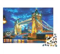 London Bridge Night 1000 Pieces Jigsaw Puzzle for Families Recycled Tower Bridge Cardboard Classic Educational Games 52x38cm/1000pcs