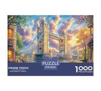 London Bridge Scene Impossible Hard Difficult Challenging 1000 Piece Puzzle - Tower Bridge (vibrant) for Adults Decompression Great Gift Idea38x26cm/1000pcs