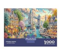 London Bridge Sunset 1000 Piece Jigsaw Puzzle - Sturdy & Durable & Challenging Iconic European Urban View - for Adults Age 14+ 52x38cm/1000pcs