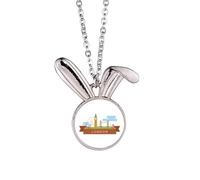 London Bridge UK Big Ben The London Eye Rabbit Necklace Pendant Bunny Animal Jewelry Gift