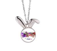 London Britain City Watercolor Rabbit Necklace Pendant Bunny Animal Jewelry Gift