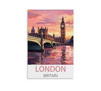 London Britain Vintage Travel Poster 16x24inch(40x60cm) Canvas Art Poster And Wall Art Picture Print Bedroom Decor